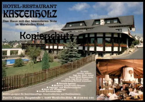 ÄLTERE POSTKARTE HOTEL RESTAURANT KASTENHOLZ WERSHOFEN EIFEL FAMILIE CASPARY Adenau Ansichtskarte AK cpa postcard