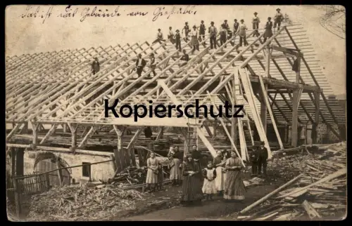 ALTE FOTO POSTKARTE GEBÄUDE IM BAU IN GIESSÜBL HAUZENBERG FÜRSETZING BAYERN DACHDECKER ZIMMERER Ansichtskarte postcard