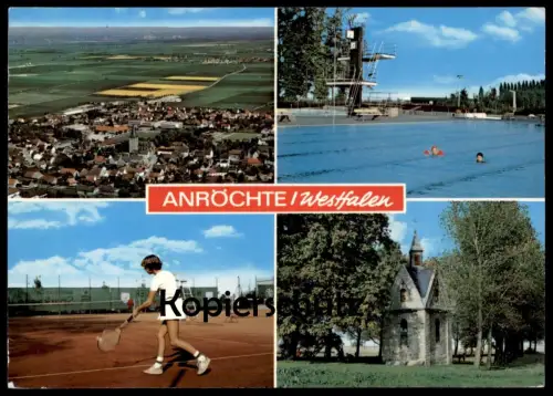 ÄLTERE POSTKARTE ANRÖCHTE PANORAMA TENNIS TENNISSPIELERIN SCHWIMMBAD TENNISPLATZ Ansichtskarte AK postcard cpa