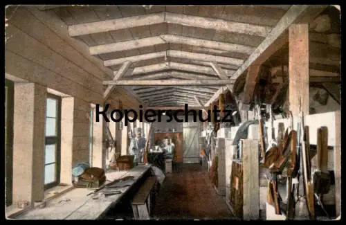 ALTE POSTKARTE MILITÄR KRIEGSBILDER AUS DEN VOGESEN INNERES EINER WOHNBARACKE VOSGES SOLDAT Ansichtskarte postcard cpa