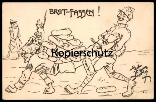 ALTE KÜNSTLER POSTKARTE BROT-FASSEN FRONT WELTKRIEG SOLDAT RUDOLF KRISTEN Militär bread Ansichtskarte AK postcard cpa