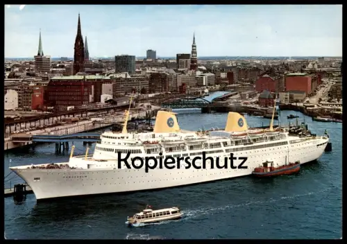 ÄLTERE POSTKARTE HAMBURG PASSAGIERSCHIFF KUNGSHOLM AN DER ÜBERSEEBRÜCKE HAFEN Schiff ship harbour bateau AK postcard