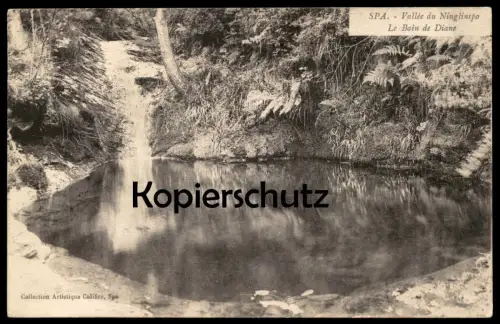 ALTE POSTKARTE SPA VALLÉE DU NINGLINSPO LE BAIN DE DIANE LIÉGE Teich Tümpel Bad 3 Centimes King Albert I. cpa postcard