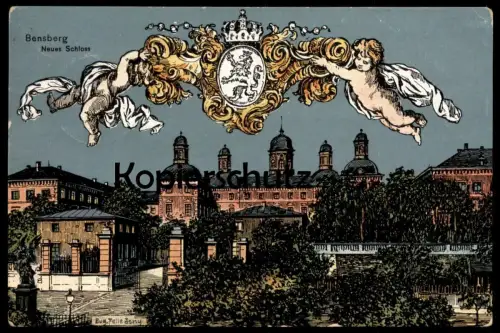 ALTE POSTKARTE BENSBERG SCHLOSS EUGEN FELLE ISNY MONDNACHT chateau castle Bergisch Gladbach Ansichtskarte postcard cpa