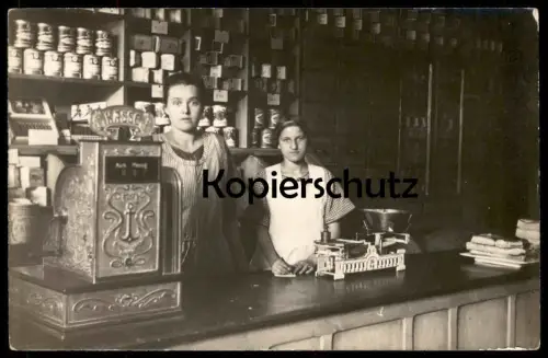 ALTE FOTO POSTKARTE DORTMUND HÖRDE KOLONIALWARENLADEN GESCHÄFT KASSE INNENEINRICHTUNG WAAGE SEELIG'S KORN KAFFEE photo