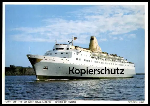 ÄLTERE POSTKARTE M-S MS JUPITER FITTED WITH STABILIZERS BERGEN LINE Fähre ferry Dampfer Schiff postcard Ansichtskarte AK