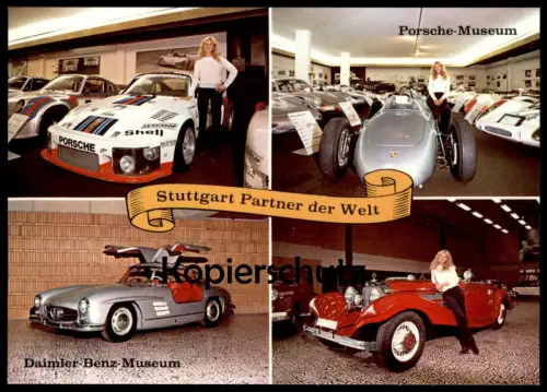 ÄLTERE POSTKARTE STUTTGART PARTNER DER WELT PORSCHE DAIMLER BENZ MUSEUM SHELL 300 SL Ansichtskarte AK cpa postcard