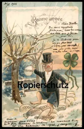 ALTE PRÄGE POSTKARTE BONNE ANNÉE VERMENSCHLICHTES SCHWEIN HUMANISED PIG COCHON HUMANISE NEUJAHR postcard Ansichtskarte