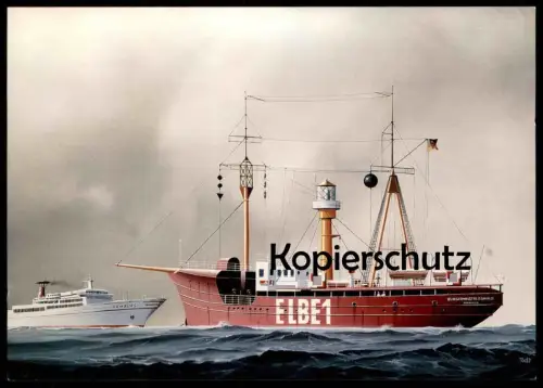 ÄLTERE POSTKARTE MS ELBE 1 BÜRGERMEISTER OSWALD FEUERSCHIFF Cuxhaven Leuchtturm-Schiff Motorschiff ship postcard cpa AK