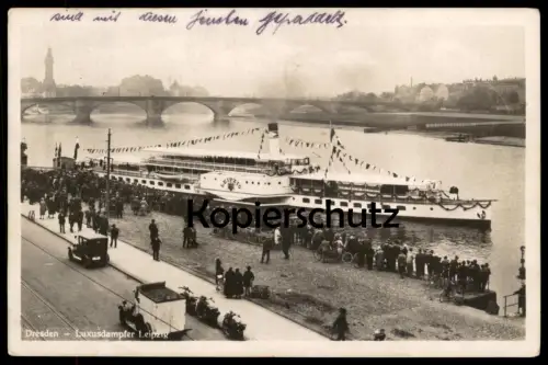 ALTE POSTKARTE DRESDEN LUXUSDAMPFER LEIPZIG DAMPFER SCHIFF ship steamship bateau à vapeur Ansichtskarte cpa postcard AK