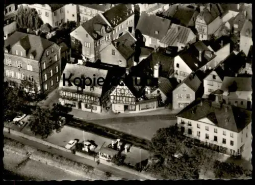 ÄLTERE POSTKARTE KAMP-BORNHOFEN RHEINUFERSTRASSE GUSTEL MAASE DAMENHUT- UND MODESALON REISEANDENKEN TANKSTELLE AK cpa