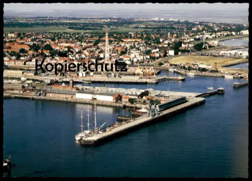 ÄLTERE POSTKARTE CUXHAVEN BLICK ÜBER DAS STEUBENHÖFT & HAFEN ANLAGEN LUFTAUFNAHME FLIEGERAUFNAHME Schiff ship postcard