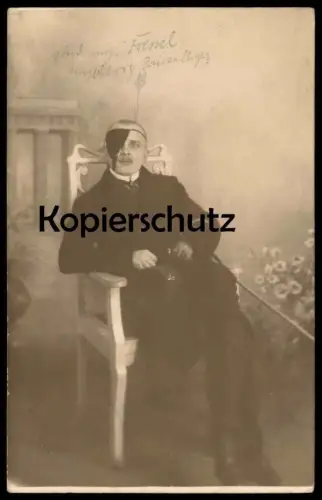 ALTE FOTO POSTKARTE RIESA STUDENT EINJÄHRIG FREIWILLIGER AUGENKLAPPE Studentica Studentika Ansichtskarte AK cpa postcard