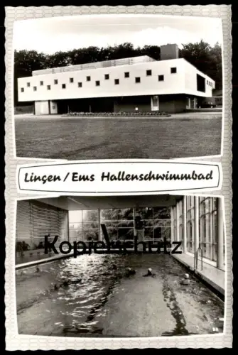 ÄLTERE POSTKARTE LINGEN EMS HALLENSCHWIMMBAD SCHWIMMBAD Bad bath piscine Ansichtskarte cpa postcard