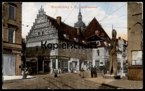 ALTE POSTKARTE BRANDENBURG HAVEL KURFÜRSTENHAUS GESCHÄFT J. NEUMANN CLARA LIEDTKE G. RIEDEL Ansichtskarte cpa postcard