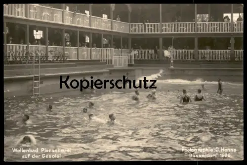 ALTE POSTKARTE DÜSSELDORF WELLENBAD PLANSCHEREI AUF DER GESOLEI Bad Schwimmbad 1926 bath AK Ansichtskarte cpa photo