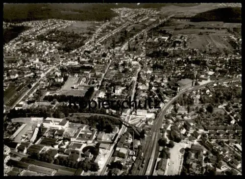 ÄLTERE POSTKARTE ST. INGBERT LUFTBILD PANORAMA FLIEGERAUFNAHME U. A. BAHNHOF ZÜGE Ansichtskarte AK cpa postcard