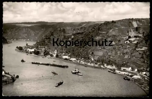 ALTE POSTKARTE BLICK VON DER LORELEY ST. GOARSHAUSEN SCHUBVERBAND DAMPFER FRACHTSCHIFF RHEIN cargo ship Goar postcard