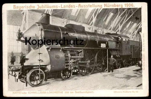 ALTE POSTKARTE NÜRNBERG BAYERISCHE AUSSTELLUNG 1906 DAMPFLOK 01 station gare steam engine postcard AK cpa Ansichtskarte