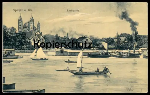 ALTE POSTKARTE SPEYER RHEINPARTIE DAMPFER steam ship bateau à vapeur Frachtschiff cargo freight Schiff Ansichtskarte AK