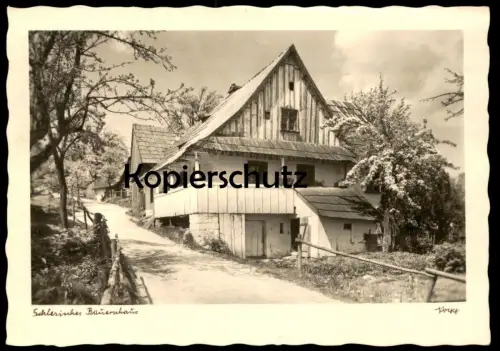 ALTE POSTKARTE SCHLESIEN SCHLESISCHES BAUERNHAUS HAUS POPP VERLAG HEIDELBERG Polen polska poland postcard cpa AK