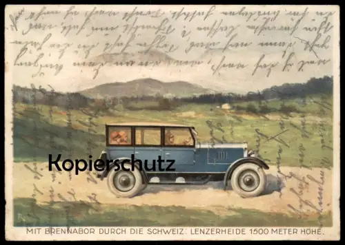 ALTE POSTKARTE LENZERHEIDE MIT BRENNABOR DURCH DIE SCHWEIZ 1500 METER HÖHE BRENNABOR BRANDENBURG Auto car postcard cpa