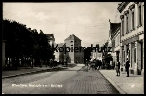ALTE POSTKARTE WIESELBURG HAUPTPLATZ MIT RATHAUS KUTSCHE 1930 NIEDERÖSTERREICH Österreich postcard Ansichtskarte AK cpa