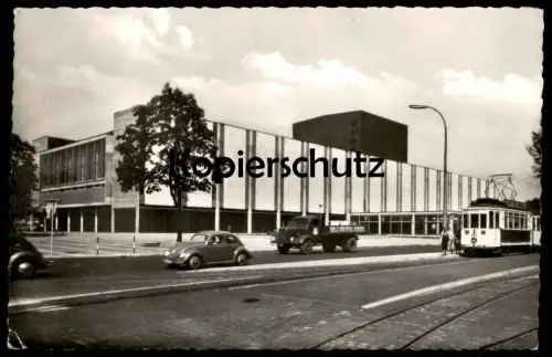 ÄLTERE POSTKARTE MANNHEIM NATIONAL-THEATER STRASSENBAHN LINIE 4 VW KÄFER LKW lorry truck pickup AK cpa postcard