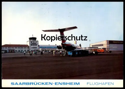 ÄLTERE POSTKARTE FLUGHAFEN SAARBRÜCKEN ENSHEIM Airport Aeroport Aéroport Flugzeug airplane Ansichtskarte cpa postcard AK