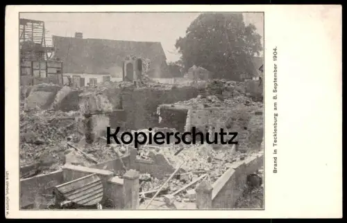 ALTE POSTKARTE DER BRAND IN TECKLENBURG AM 08. SEPTEMBER 1904 Feuer-Katastrophe fire Ruine Ansichtskarte AK cpa postcard