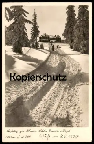 ALTE POSTKARTE AUFSTIEG ZUR NEUEN SCHLESISCHEN BAUDE RIESENGEBIRGE Neue Schlesische Baude Szklarska Schlesien postcard