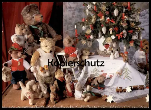 ÄLTERE POSTKARTE TEDDYBÄR WEIHNACHTEN BESCHERUNG TANNENBAUM CHRISTBAUM Teddy Bären Bär bear ours chistmas postcard