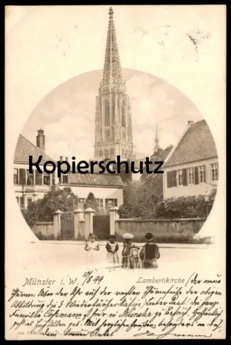 ALTE POSTKARTE MÜNSTER LAMBERTIKIRCHE 1899 KINDER Lamberti Kirche church église Ansichtskarte AK cpa postcard