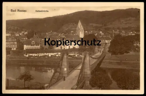 ALTE POSTKARTE BAD NASSAU AN DER LAHN KETTENBRÜCKE PANORAMA Brücke Ansichtskarte AK cpa postcard