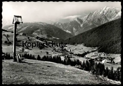 ÄLTERE POSTKARTE OBERGAIL UND ROSSBACH MIT LIENZER DOLOMITEN WEGKREUZ LESACHTAL STEMPEL LIESING ÖSTERREICH AUSTRIA