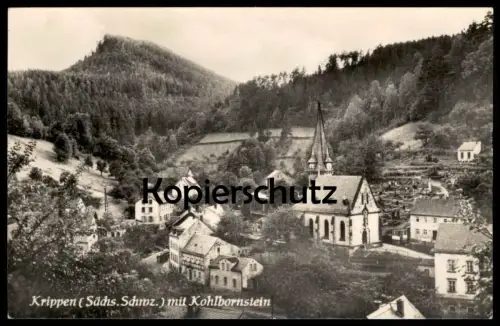 ALTE POSTKARTE KRIPPEN MIT KOHLBORNSTEIN BAD SCHANDAU SÄCHSISCHE SCHWEIZ PANORAMA Ansichtskarte AK cpa postcard