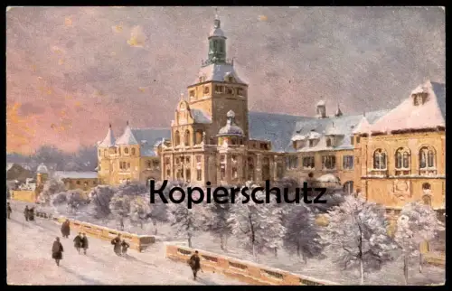 ALTE KÜNSTLER POSTKARTE MÜNCHEN NATIONAL-MUSEUM IM WINTER SCHNEE THEO STROEFER STÄDTE-ANSICHT Ansichtskarte postcard cpa