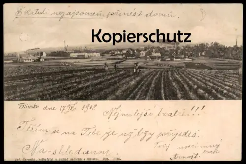 ALTE POSTKARTE HLINSKO V CECHÁCH 1902 PANORAMA TOTALANSICHT Ceska czech republic Tschechische Republik Hlinsku postcard