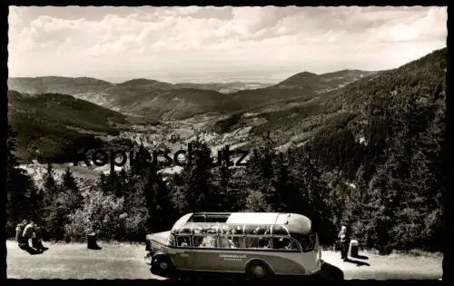 ÄLTERE POSTKARTE BLICK VON DER SCHWARZWALDHOCHSTRASSE RHEINTAL & NACH DEN VOGESEN BUS BATSCH SCHÖNMÜNZACH Schwarzwald