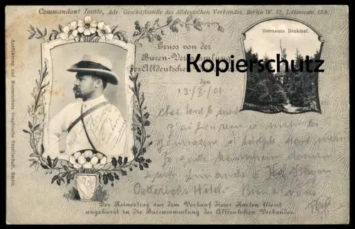 ALTE POSTKARTE GRUSS VON DER BUREN-VERSAMMLUNG HERMANNSDENKMAL BEI DETMOLD COMMANDANT JOOSTE Ansichtskarte cpa postcard