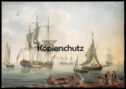 ÄLTERE KÜNSTLER POSTKARTE DAS ROTE GESCHWADER AUF EINER REEDE NICHOLAS POCOCK SEGELSCHIFF Schiff ship postcard AK cpa