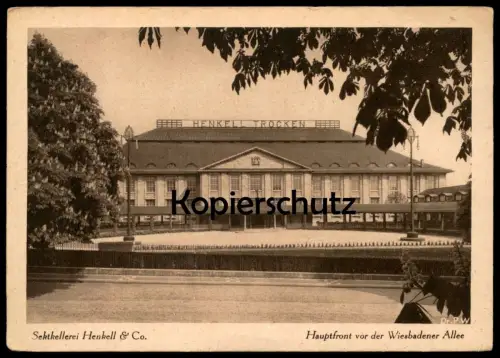 ALTE POSTKARTE WIESBADEN SEKTKELLEREI HENKELL & CO. HAUPTFRONT VOR DER WIESBADENER ALLEE Sekt postcard cpa Ansichtskarte