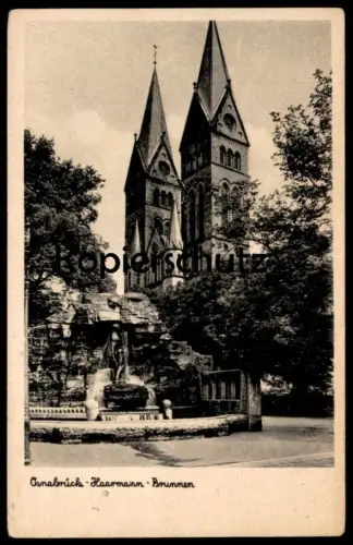 ALTE POSTKARTE OSNABRÜCK HAARMANN-BRUNNEN UND HERZ-JESU-KIRCHE Haarmannbrunnen fountain Ansichtskarte AK cpa postcard