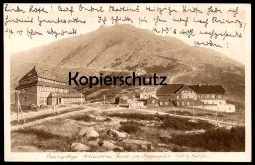 ALTE POSTKARTE RIESENGEBIRGE SCHLESIERHAUS BAUDE AM KOPPENPLAN RIESENBAUDE Schlesien Ansichtskarte AK cpa postcard