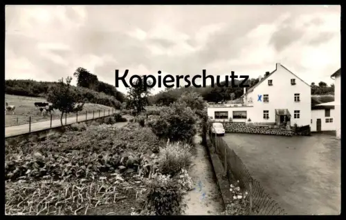 ÄLTERE POSTKARTE BERLINGEN BEI GEROLSTEIN EIFEL PENSION BERLINGER MÜHLE INHABERIN AGNES KIRWEL VW Käfer AK cpa postcard