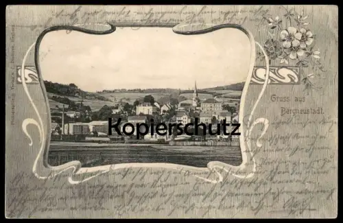 ALTE JUGENDSTIL POSTKARTE GRUSS AUS BERGNEUSTADT 1903 PANORAMA Ansichtskarte AK postcard cpa