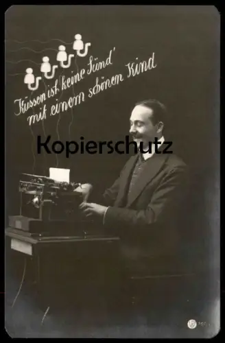 ALTE POSTKARTE KÜSSEN IST KEINE SÜND' MIT EINEM SCHÖNEN KIND TELEGRAFIE Schreibtelegraf Ansichtskarte AK postcard cpa