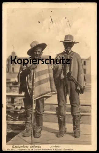 ALTE POSTKARTE COSTUMBRES CHILENAS ARRIEROS ARRIERO CHILE SÜDAMERIKA cpa postcard Ansichtskarte AK