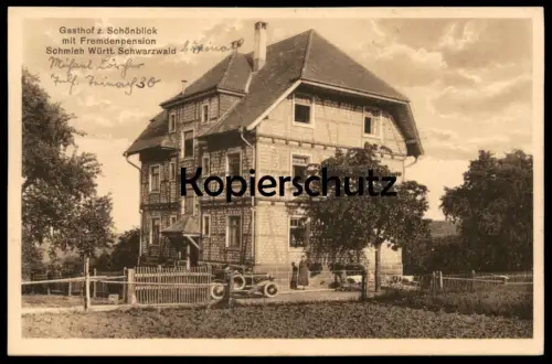 ALTE POSTKARTE SCHMIEH GASTHOF ZUM SCHÖNBLICK MIT FREMDENPENSION BAD TEINACH ZAVELSTEIN Schwarzwald cpa AK Ansichtskarte