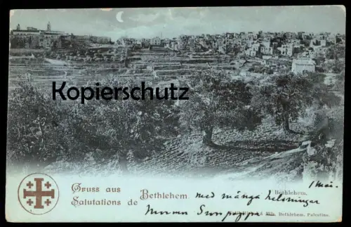 ALTE POSTKARTE GRUSS AUS BETHLEHEM SALUTATIONS DE BETHLEHEM PANORAMA ISRAEL PALÄSTINA PALESTINE postcard Ansichtskarte